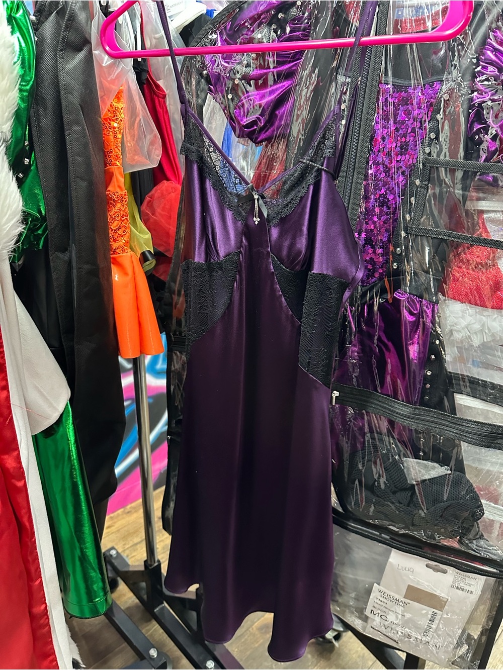 Purple Silk Lace Slip Dress - Women's Intimates